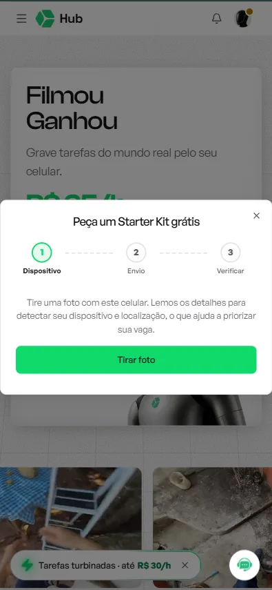 Botão de solicitar o Starter Kit