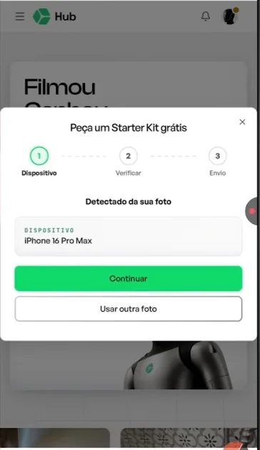 Instrução para tirar foto com o celular