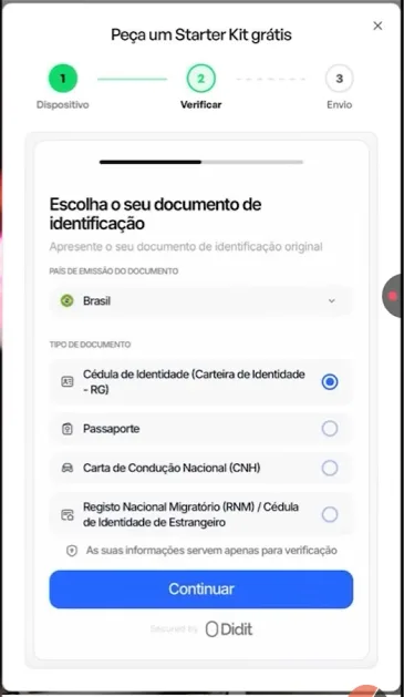 Tela da verificação pela Didit