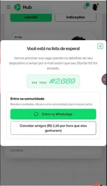 Confirmação de entrada na lista de espera
